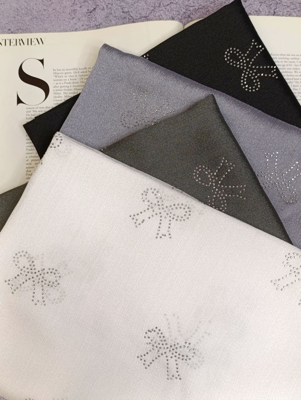 شال کریستال پاپیون نگینی بسته10رنگی کد sm70 (عمده)
