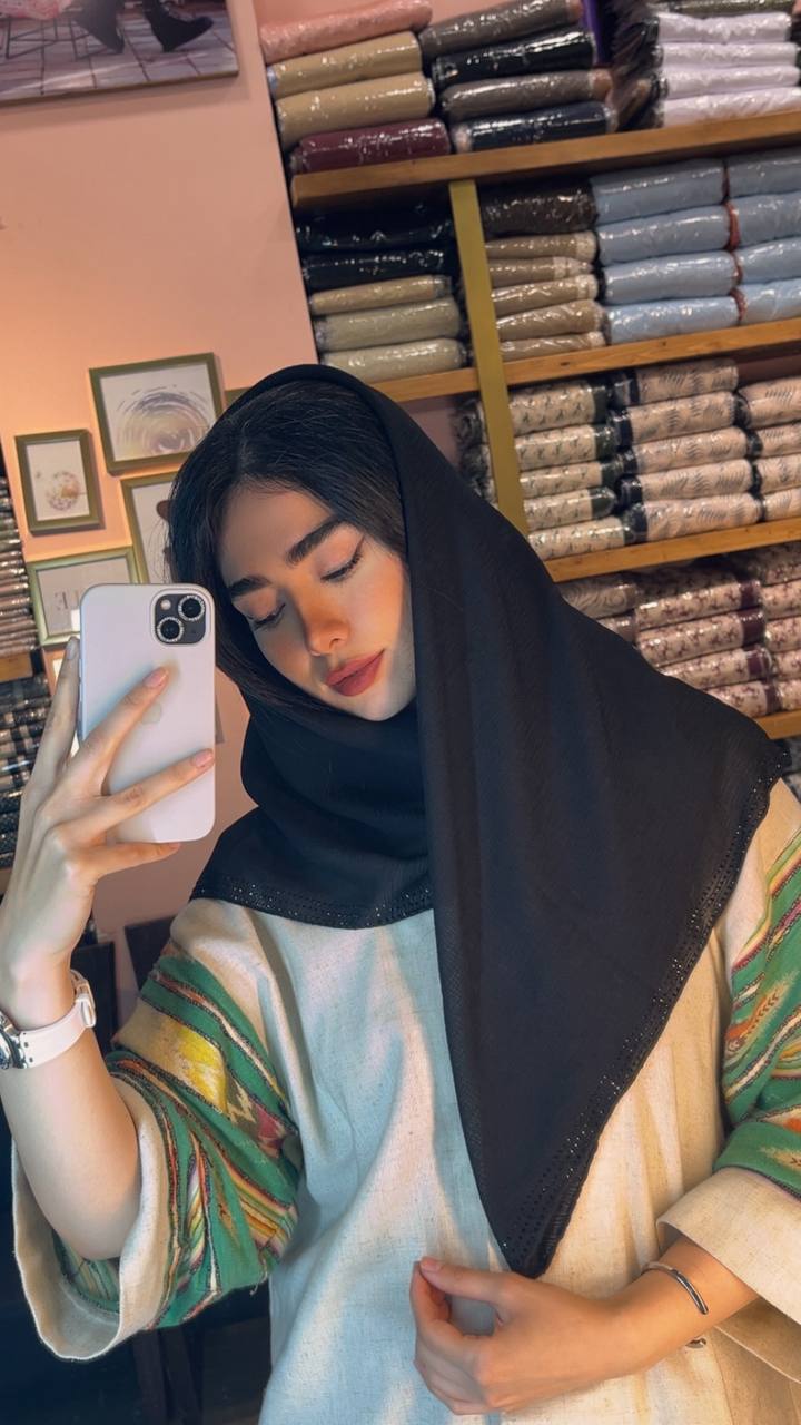 روسری درختی دورنگین نقره ای و مشکی سری انتخابی کد rm21 (عمده)