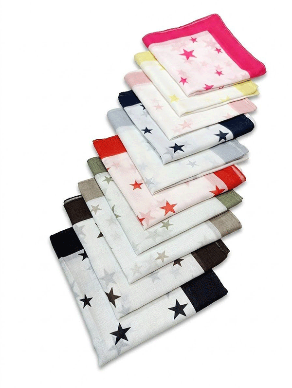 مینی اسکارف ستاره بسته10رنگی کد mt50 (عمده)
