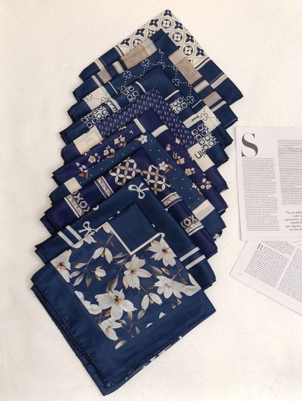 روسری حریرنخ پک سرمه ای بسته10طرحی کد r99 (عمده)
