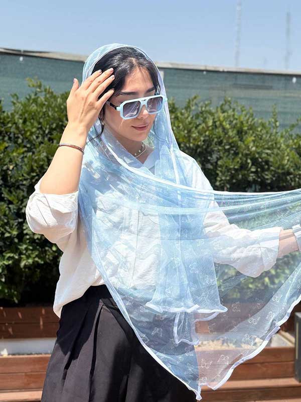 کالکشن جدید شال تور طرحدار آبی
