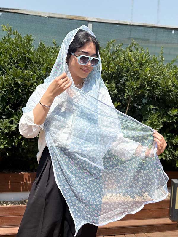 کالکشن جدید شال تور طرحدار آبی
