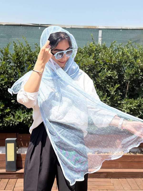 کالکشن جدید شال تور طرحدار آبی
