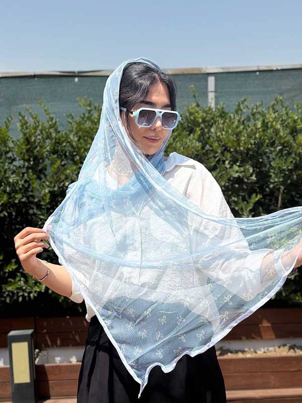 کالکشن جدید شال تور طرحدار آبی
