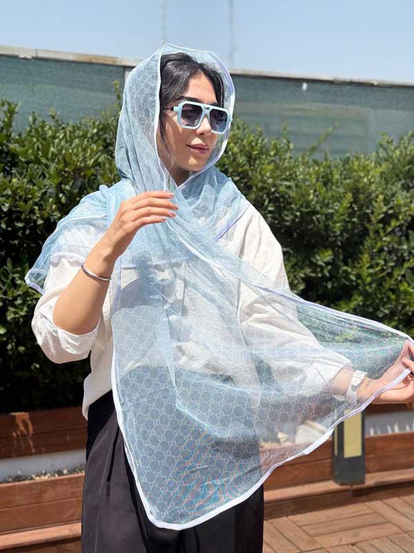 کالکشن جدید شال تور طرحدار آبی
