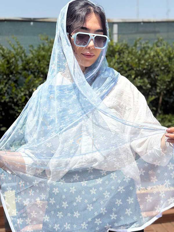 کالکشن جدید شال تور طرحدار آبی
