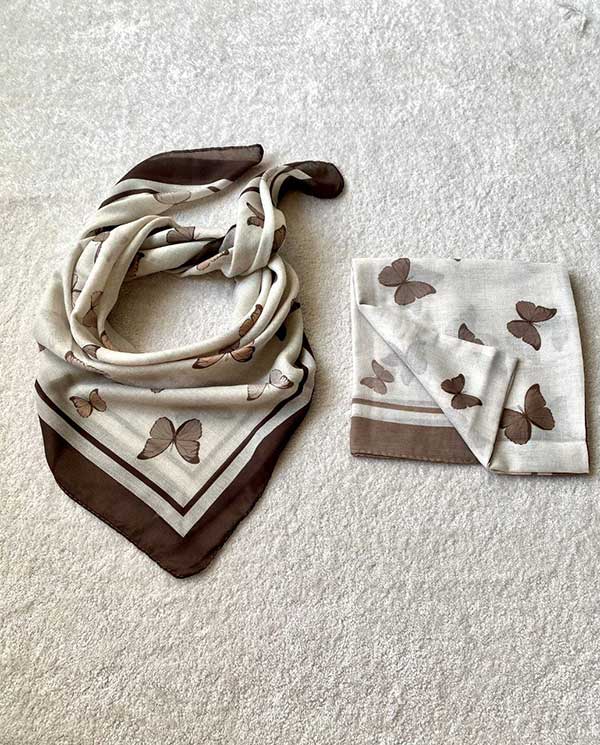 مینی اسکارف طرح پروانه بسته10رنگی کد mt58 (عمده)
