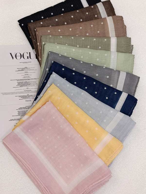 مینی اسکارف خالخالی بسته10رنگی کد mt59 (عمده)
