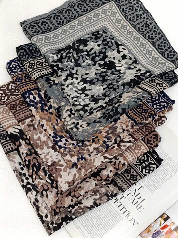 روسری چاپ خیس بسته6رنگی کد r102 (عمده)
