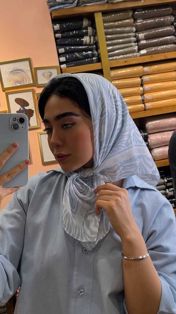 مینی اسکارف پک ابی روشن بسته10طرحی کد mt65 (عمده)
