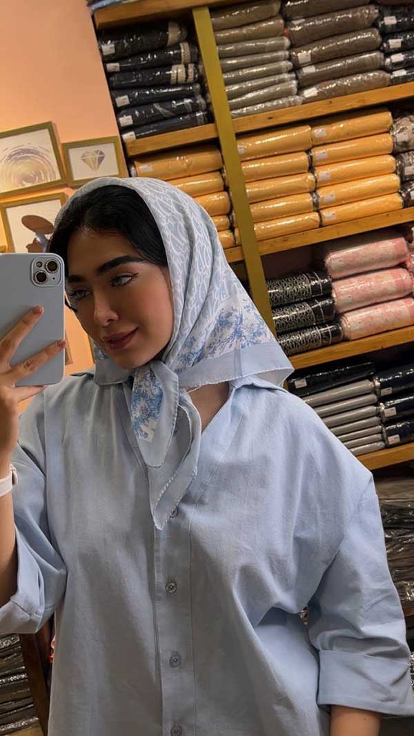 مینی اسکارف پک ابی روشن بسته10طرحی کد mt65 (عمده)
