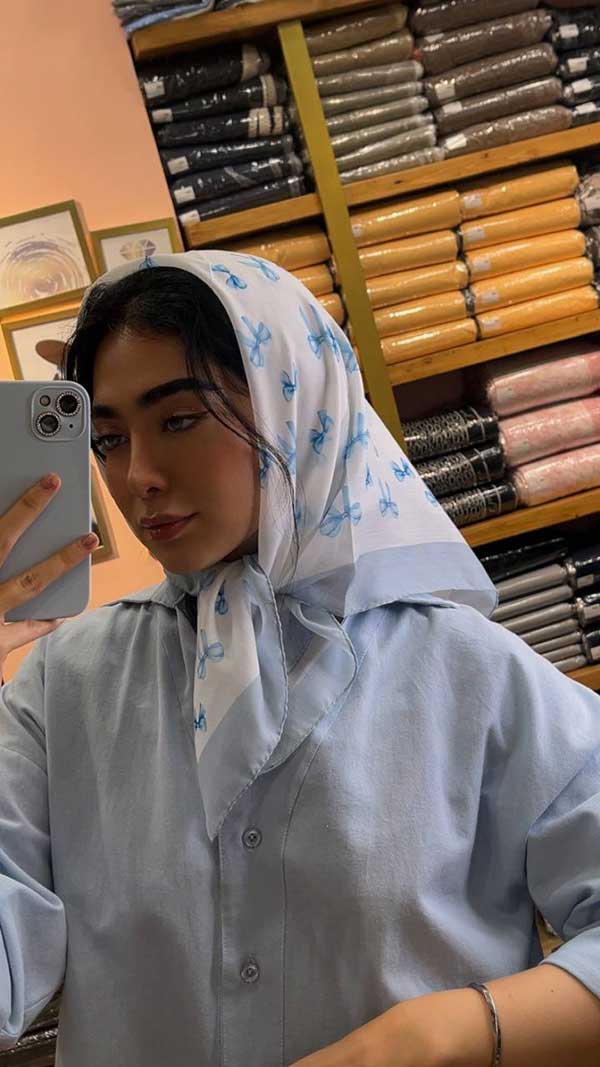 مینی اسکارف پک ابی روشن بسته10طرحی کد mt65 (عمده)
