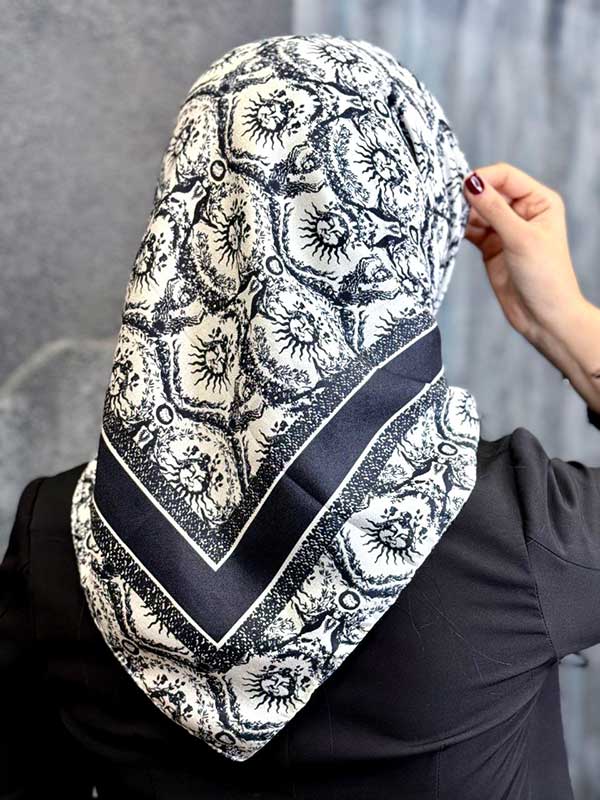 مینی اسکارف پک سفیدمشکی بسته10طرحی کد mt73 (عمده)
