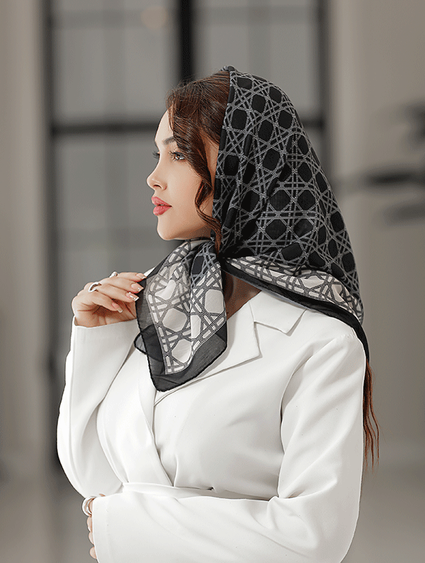 مینی اسکارف پک سفیدمشکی بسته10طرحی کد mt73 (عمده)
