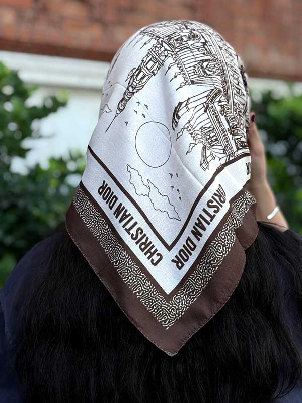 🤎خرید مینی اسکارف پک قهوه‌ای طرح‌دار بسته ۱۰ عددی | فروش عمده مینی اسکارف باکیفیت
