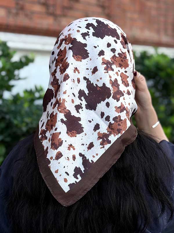 🤎خرید مینی اسکارف پک قهوه‌ای طرح‌دار بسته ۱۰ عددی | فروش عمده مینی اسکارف باکیفیت
