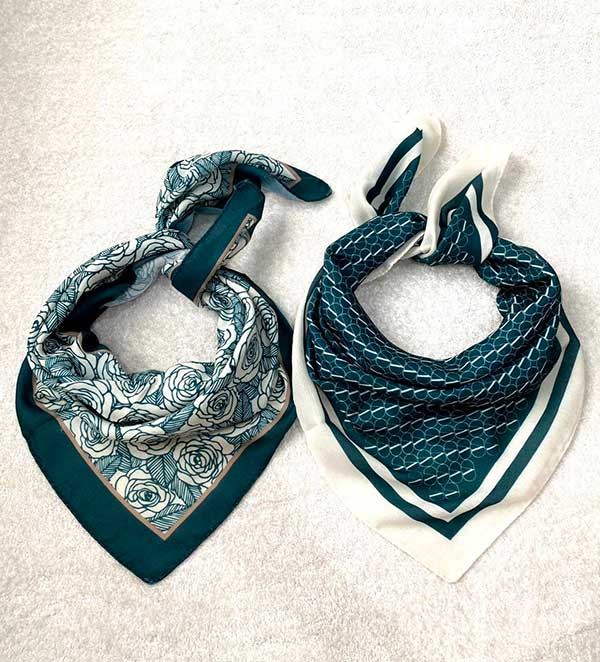 مینی اسکارف پک زمردی بسته10طرحی کد mt85 (عمده)
