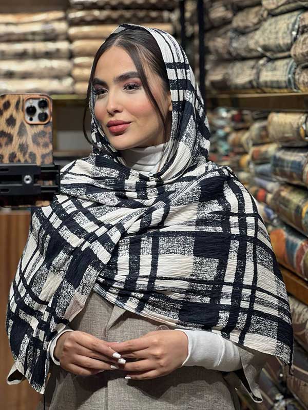 شال پلیسه برشکا پک سفیدمشکی کد sp53 (عمده)
