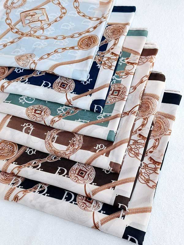 روسری حریر دستدوز بسته6رنگی کد r172 (عمده)
