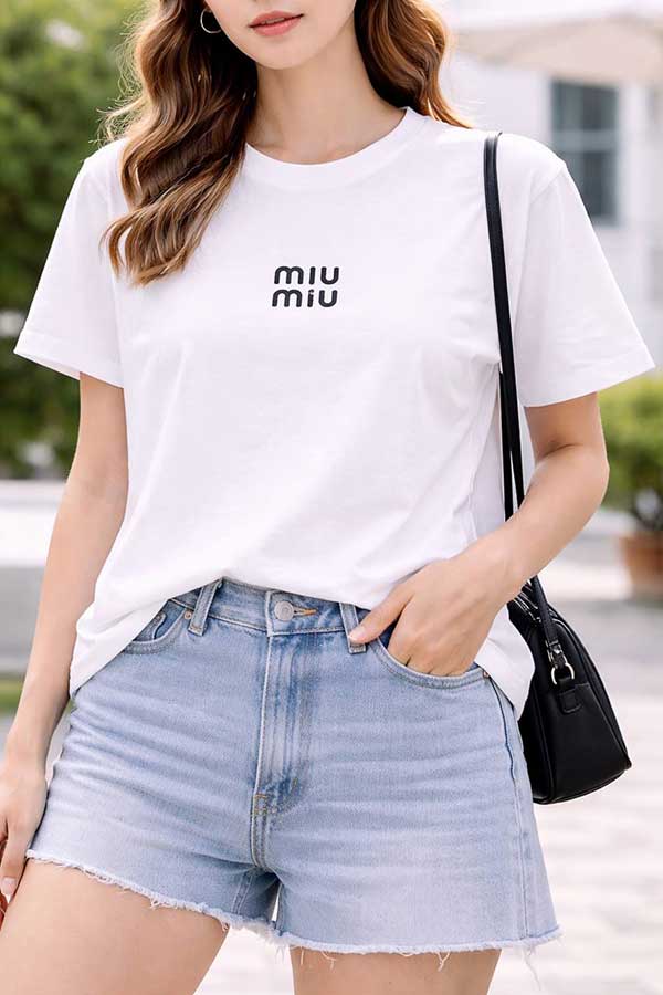 تیشرت گلدوزی miu miu بسته6رنگی کد t1 (عمده)
