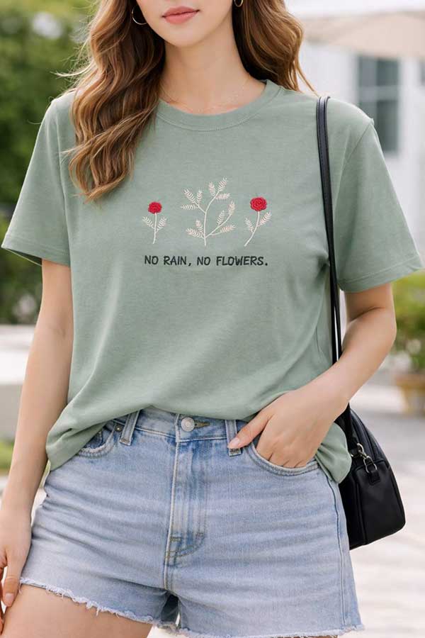 تیشرت گلدوزی طرح گل بسته6رنگی کد t4 (عمده)
