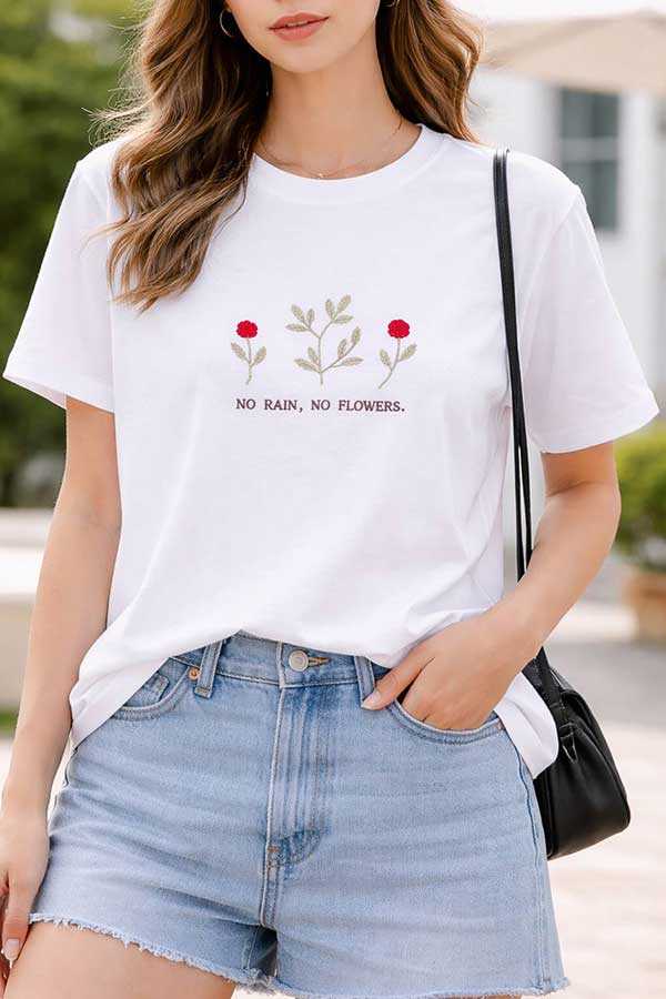 تیشرت گلدوزی طرح گل بسته6رنگی کد t4 (عمده)
