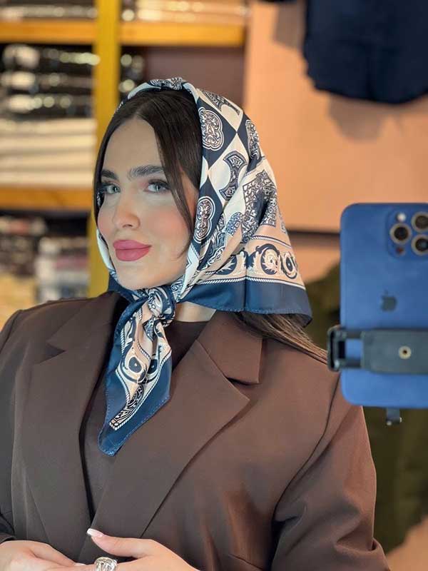 مینی اسکارف ابریشم توییل پک سورمه ای بسته6طرحی کدmt102 (عمده)

